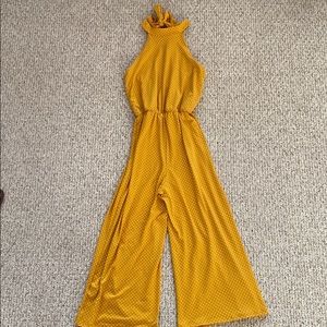 Gold and white polka dot jumpsuit